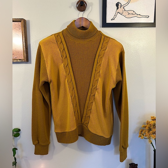 Sweaters - Vintage, Mustard Knit Sweater